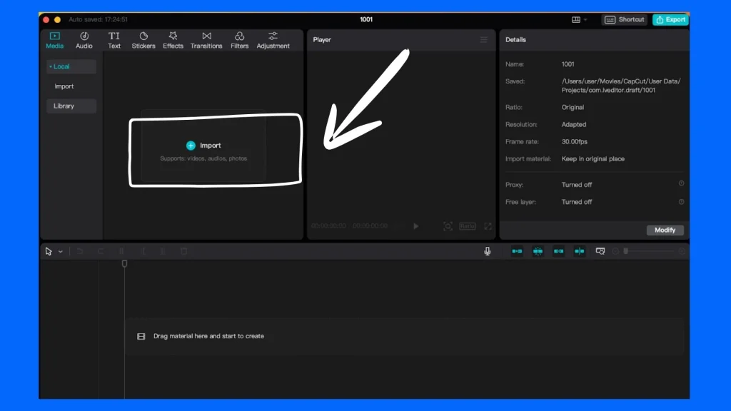Import Your Video into CapCut